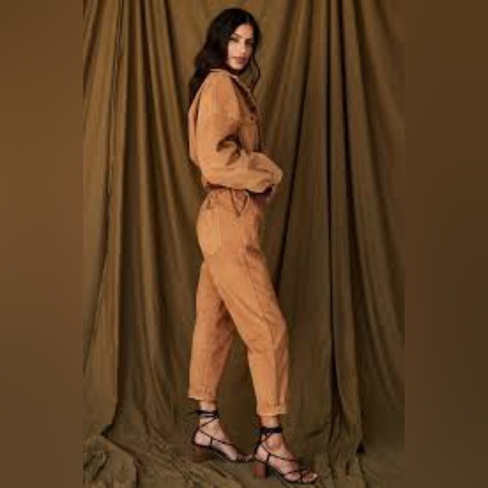 12th Tribe Corduroy Jumpsuit in Camel Brown - Picture 3 of 7